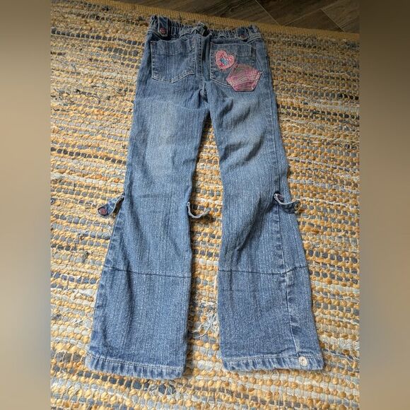 Vtg Y2K Disney Princess Jeans Girls 4T Ramie Blend Pink Plaid Trim Embroidered H - Picture 8 of 8